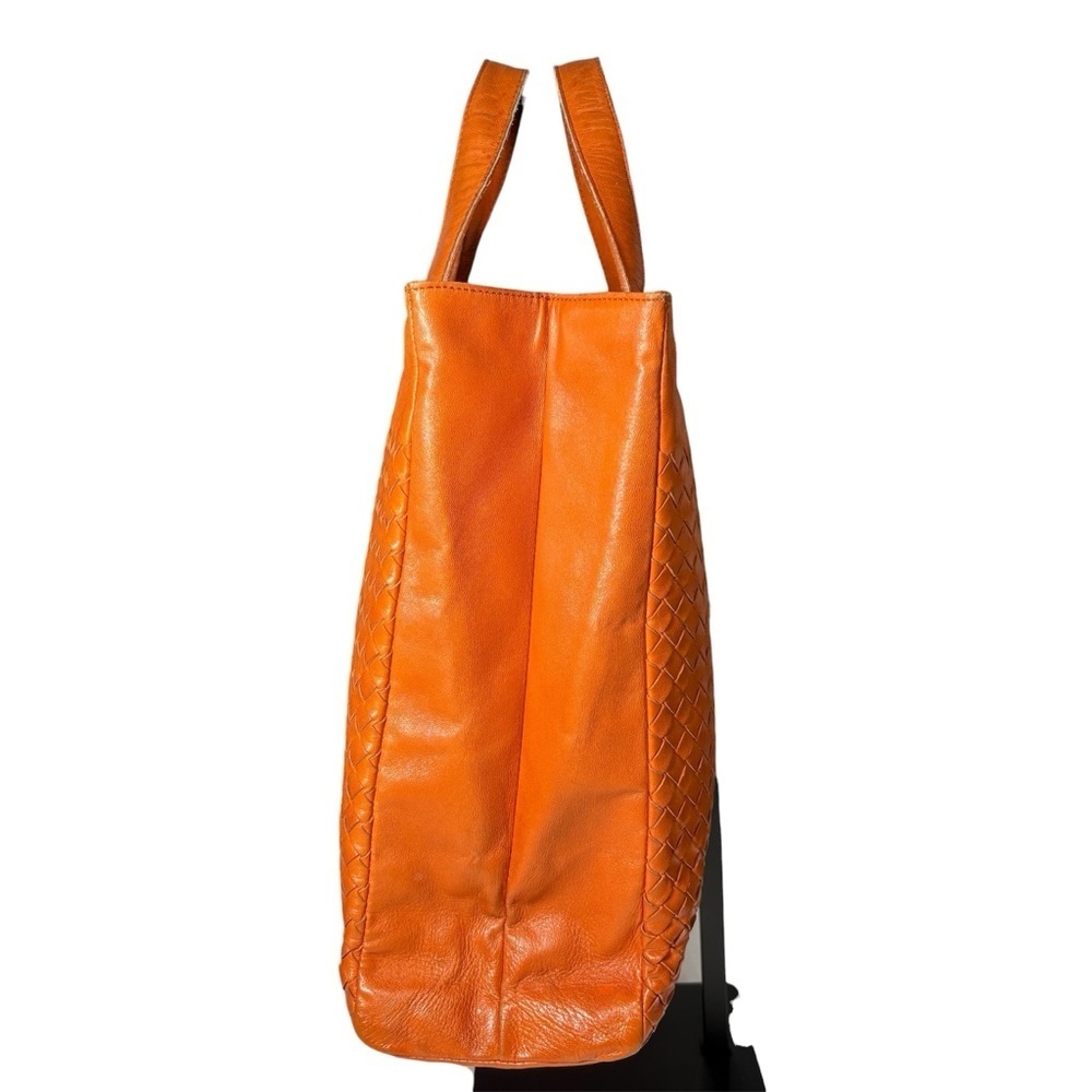Bottega Veneta Intrecciato Woven Leather Tote Orange Italy - Picture 5 of 16